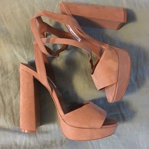 Steve Madden Platform Block Heels Dark Nude